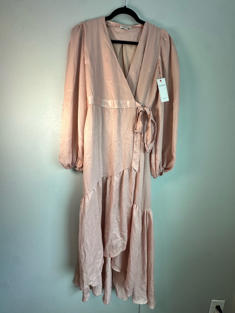 Aura Silky Wrap Maxi Dress in Pinky Beige/Blush Pink